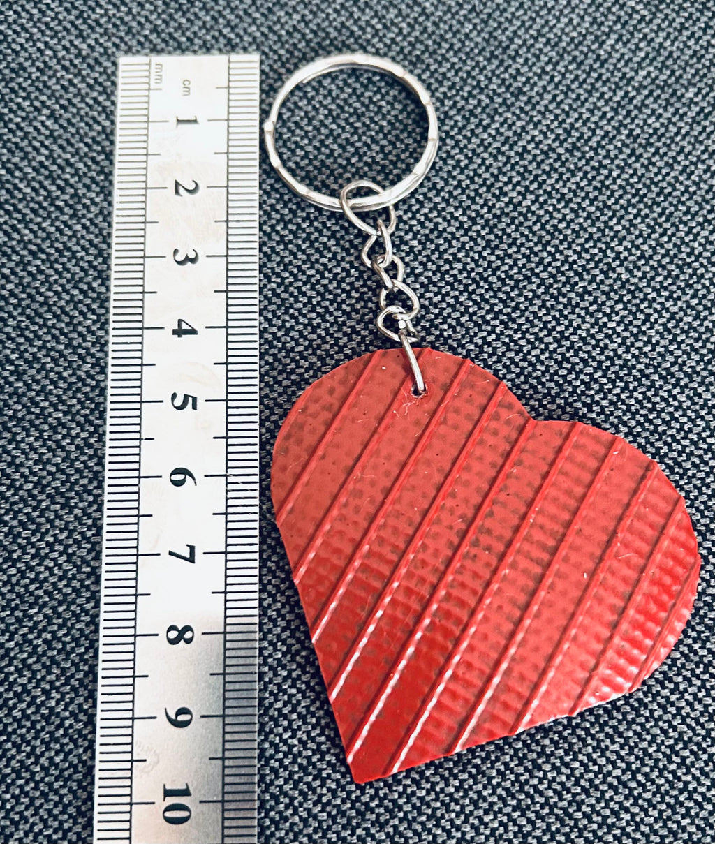 Heroes Carry Love – Playful Heart Keyring Handmade from Recycled Fire Hose