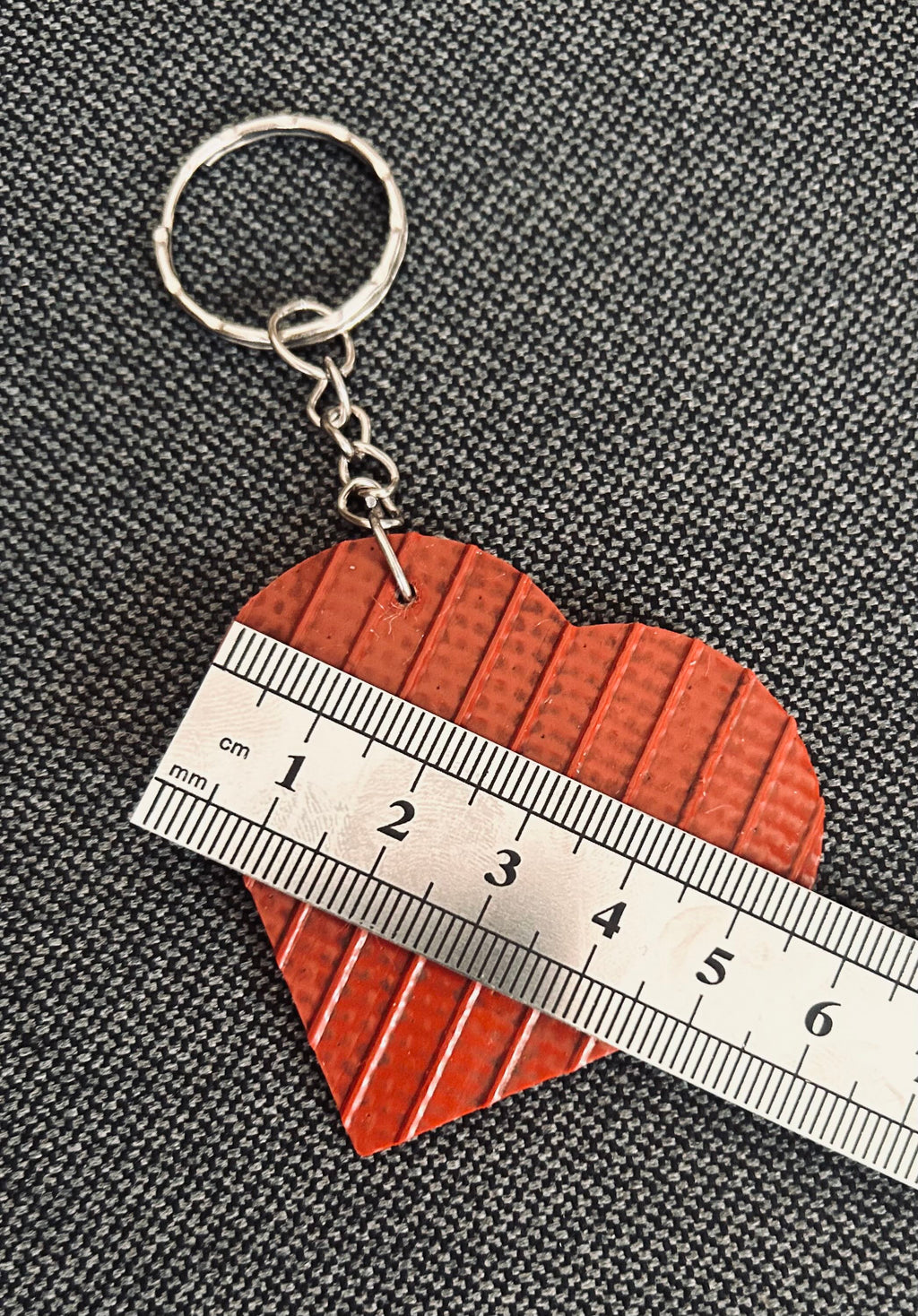 Heroes Carry Love – Playful Heart Keyring Handmade from Recycled Fire Hose