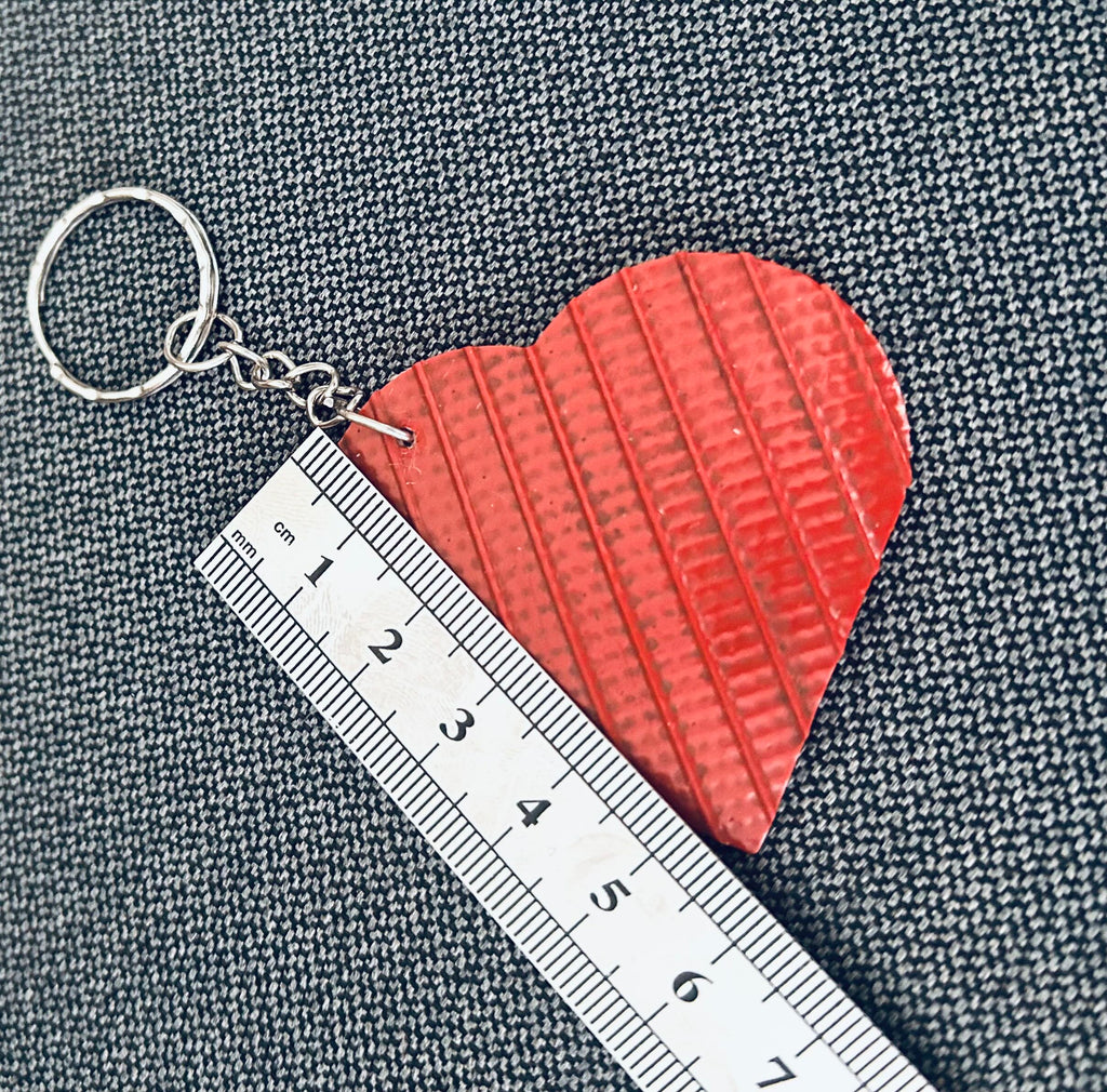 Heroes Carry Love – Playful Heart Keyring Handmade from Recycled Fire Hose