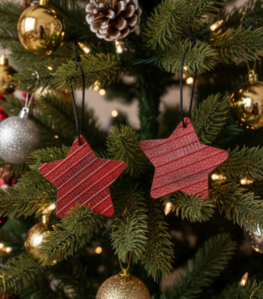 Eco-Friendly Christmas Tree Star & Baubles – Handmade from Recycled Fire Hose