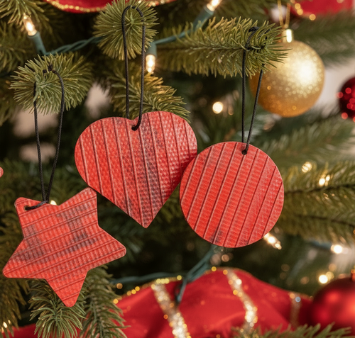 3 Upcycled Fire Hose Christmas Ornaments