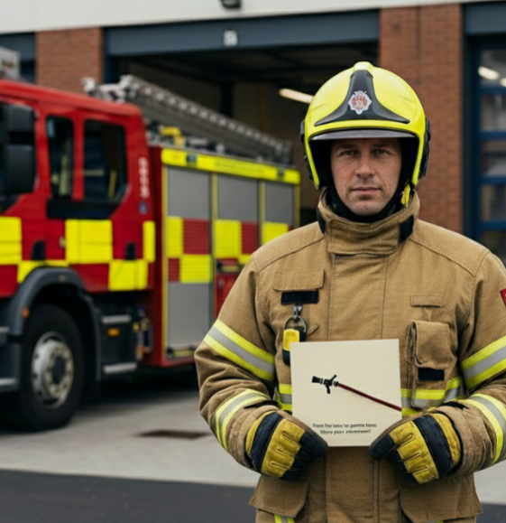 From Fire to Freedom – Eco-Friendly Firefighter Retirement Card Crafted from Decommissioned Fire Hose