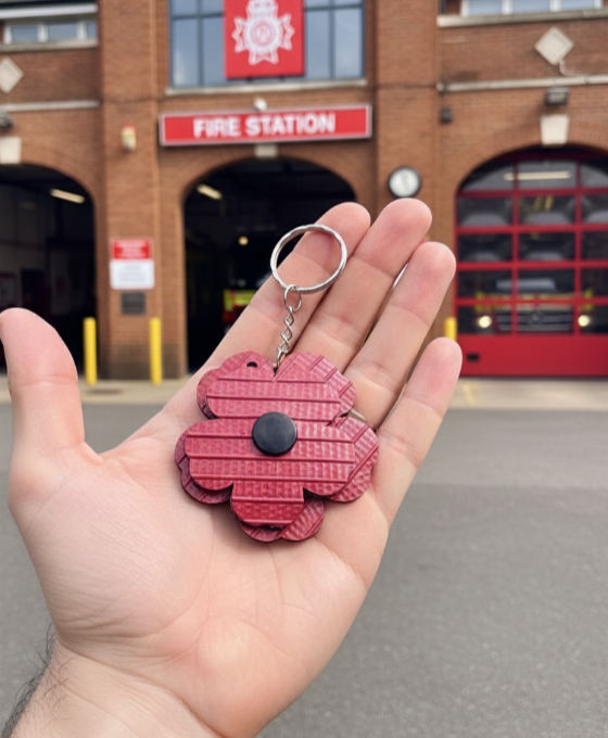 Hose to Bloom – Handmade Flower Keyring from Upcycled Fire Hose