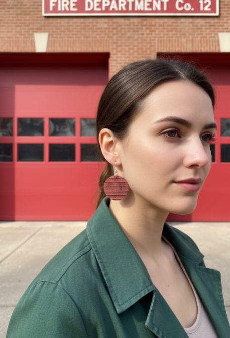 From Fire to Fashion – Handmade Round Earrings from Decommissioned Fire Hose