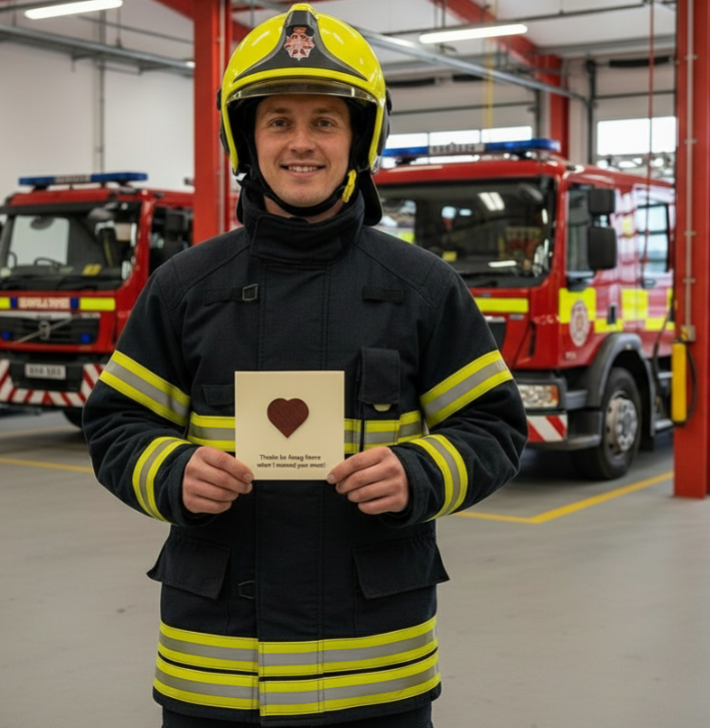 From Fire to Friendship – Eco-Friendly Firefighter Thank You Card Crafted from Decommissioned Fire Hose