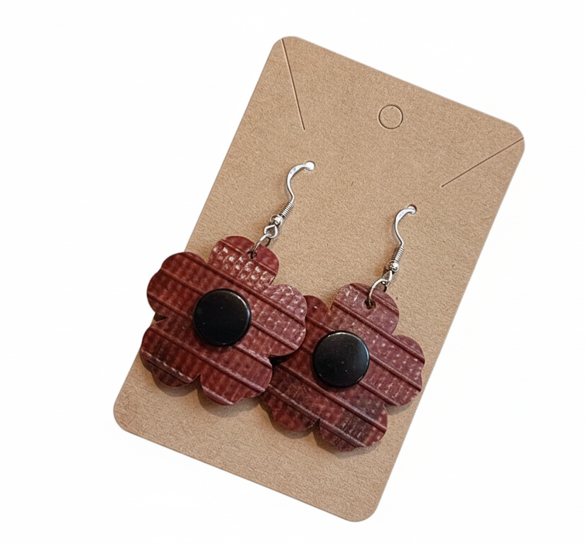 Hose to Bloom – Handmade Poppy Flower Earrings from Upcycled Fire Hose