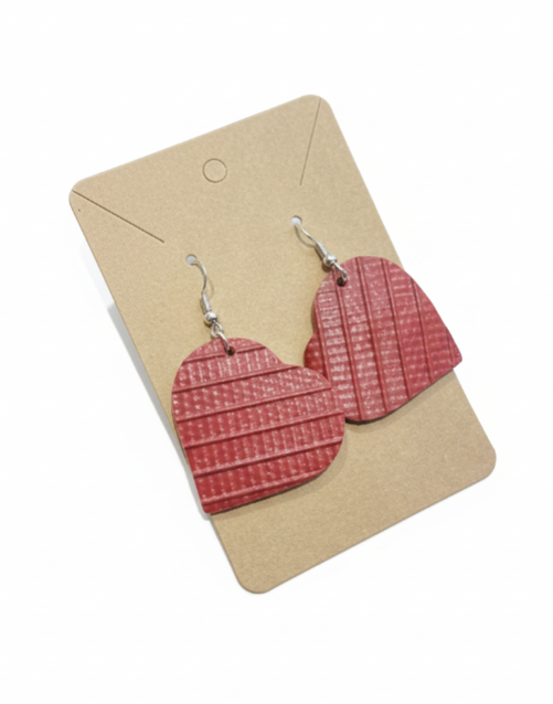Hose to Haute – Unique Heart Earrings Crafted from Decommissioned Fire Hose