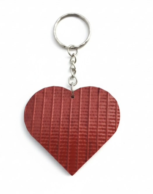 Heroes Carry Love – Playful Heart Keyring Handmade from Recycled Fire Hose