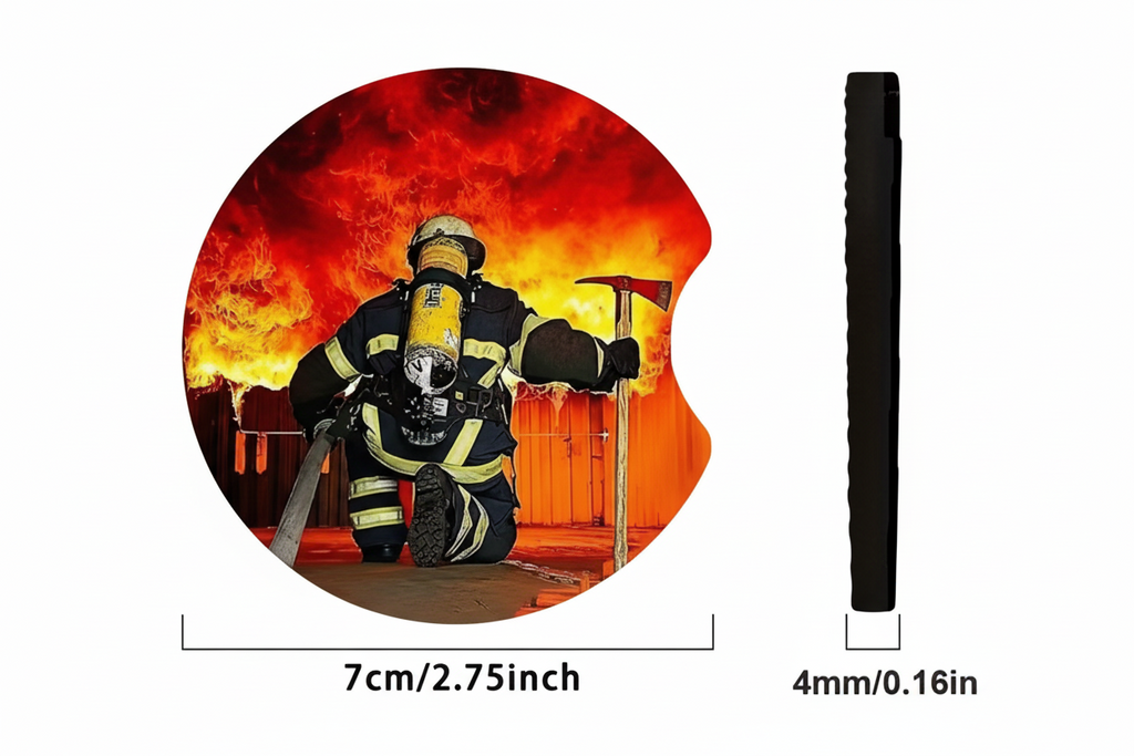 Set of 2 Firefighter‑Themed Car Coasters