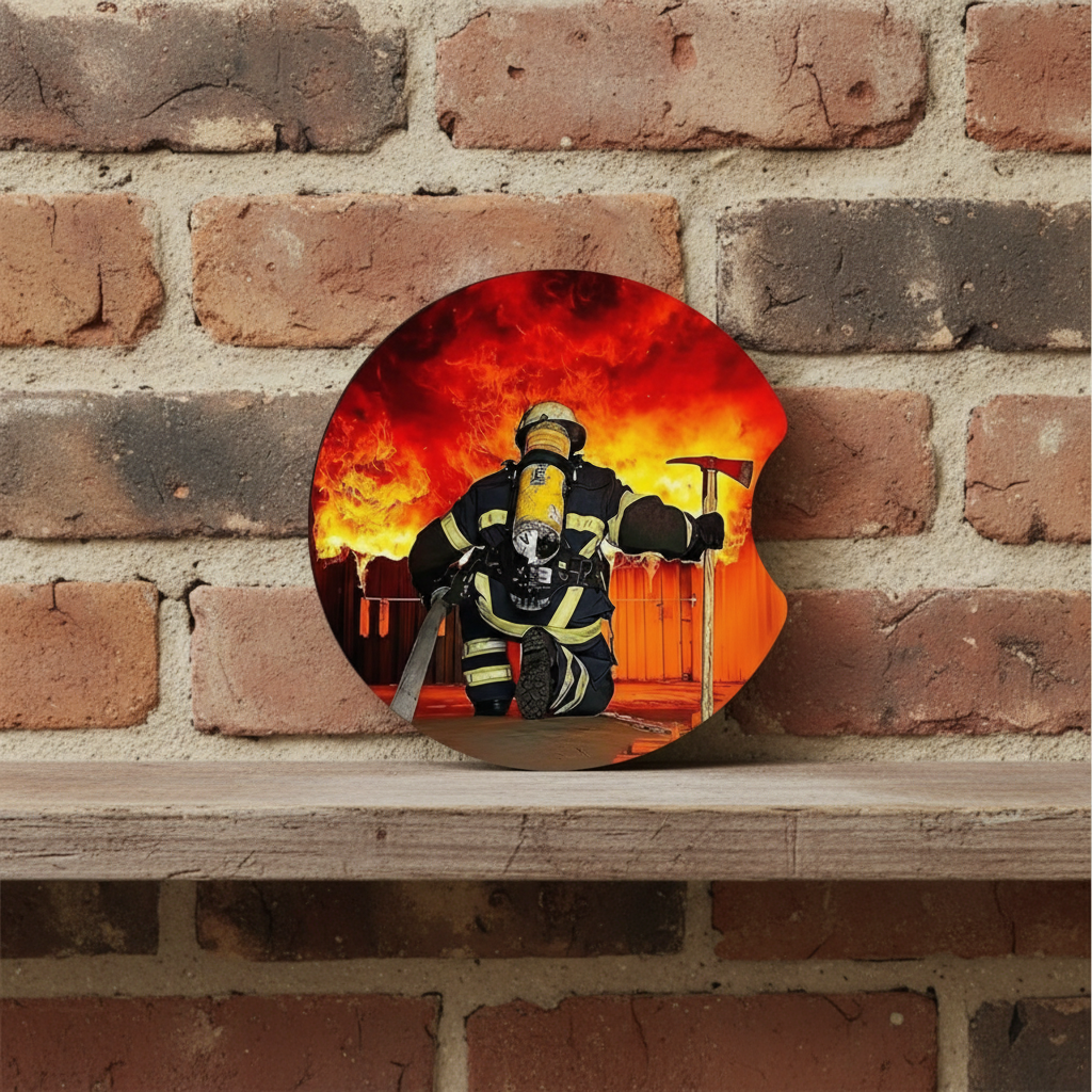 Set of 2 Firefighter‑Themed Car Coasters