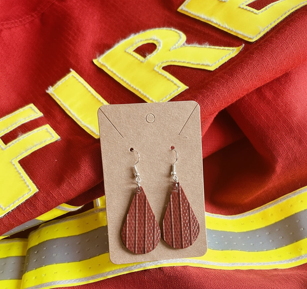 From Fire to Fashion – Eco-Friendly Droplet Earrings Crafted from Ex-Fire Hose