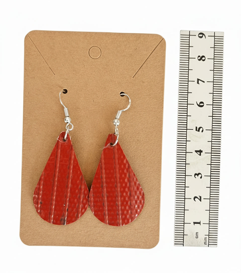 From Fire to Fashion – Eco-Friendly Droplet Earrings Crafted from Ex-Fire Hose