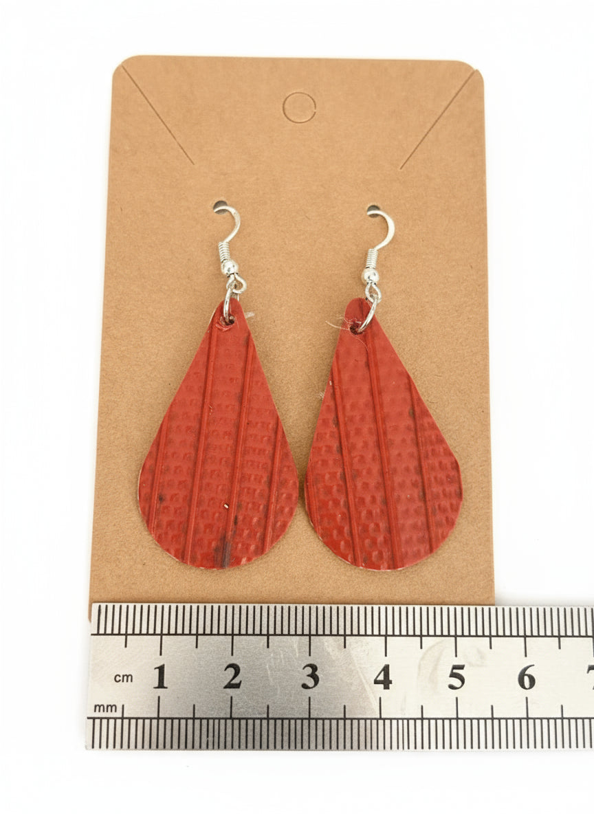 From Fire to Fashion – Eco-Friendly Droplet Earrings Crafted from Ex-Fire Hose