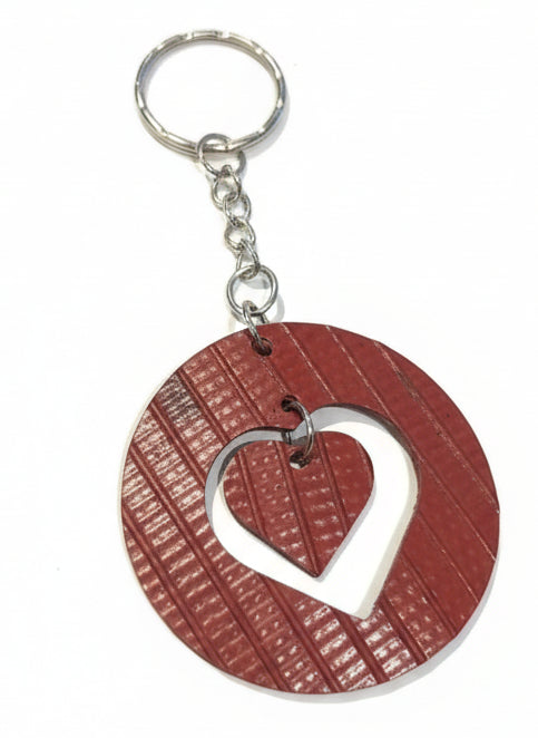 Eco-Friendly Keyring - Heart Keychain - Crafted from Decommissioned Fire Hose