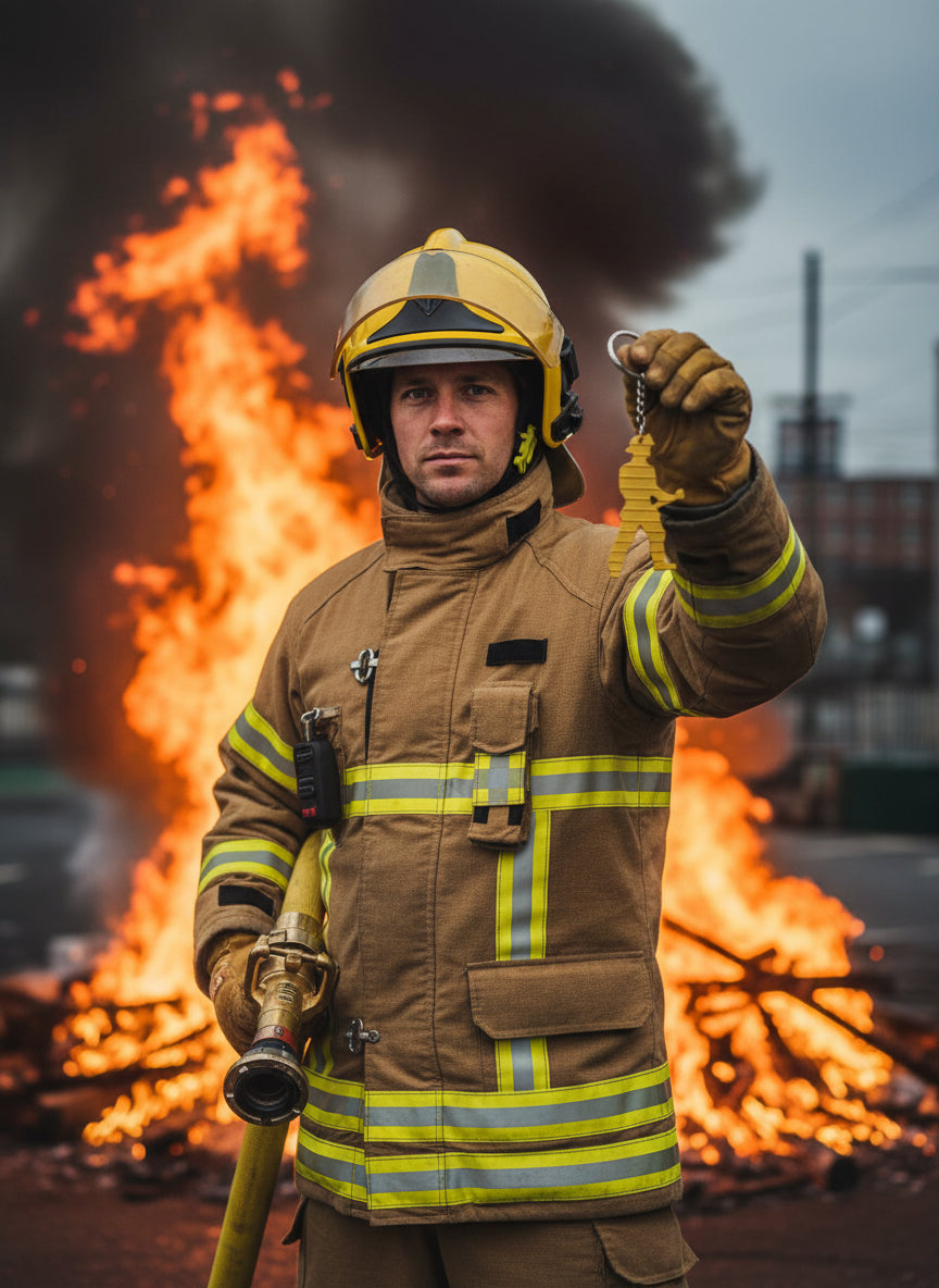 Eco-Friendly Keyring - Firefighter Yellow Keychain - Crafted from Decommissioned Fire Hose