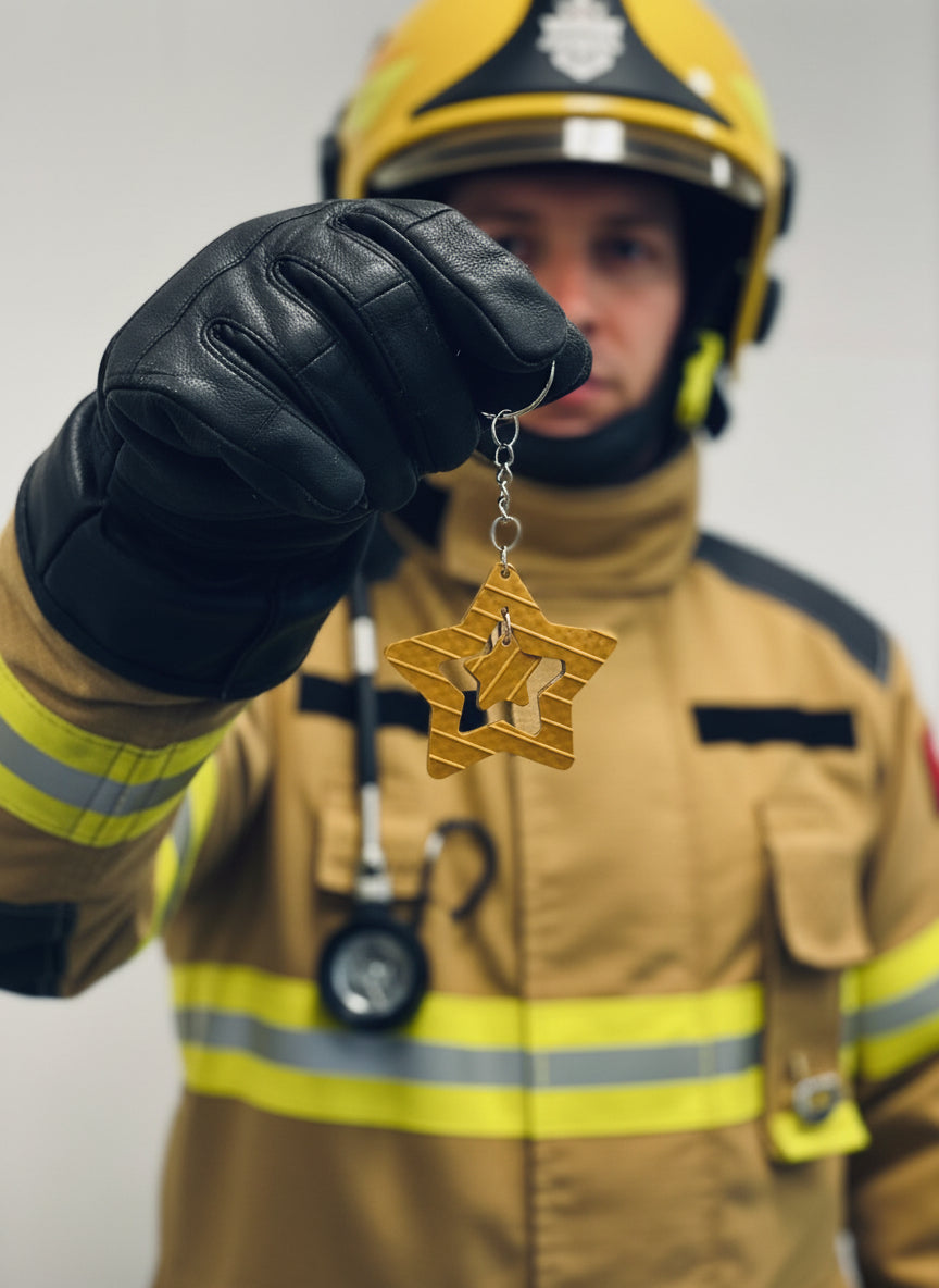 Eco-Friendly Keyring - Star Keychain - Crafted from Decommissioned Fire Hose