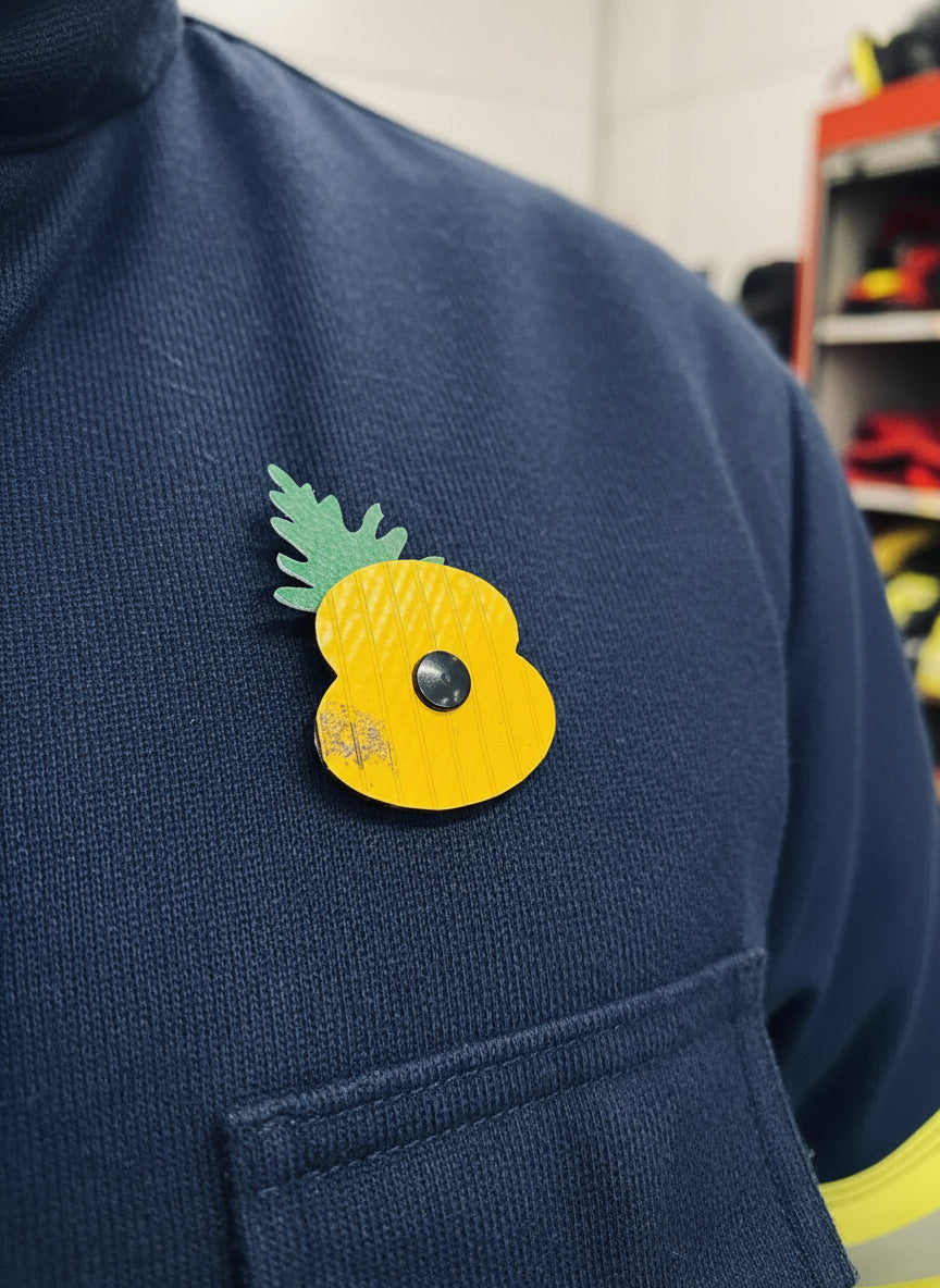 Handmade Yellow Flower Brooch Jewellery from Recycled Fire Hose