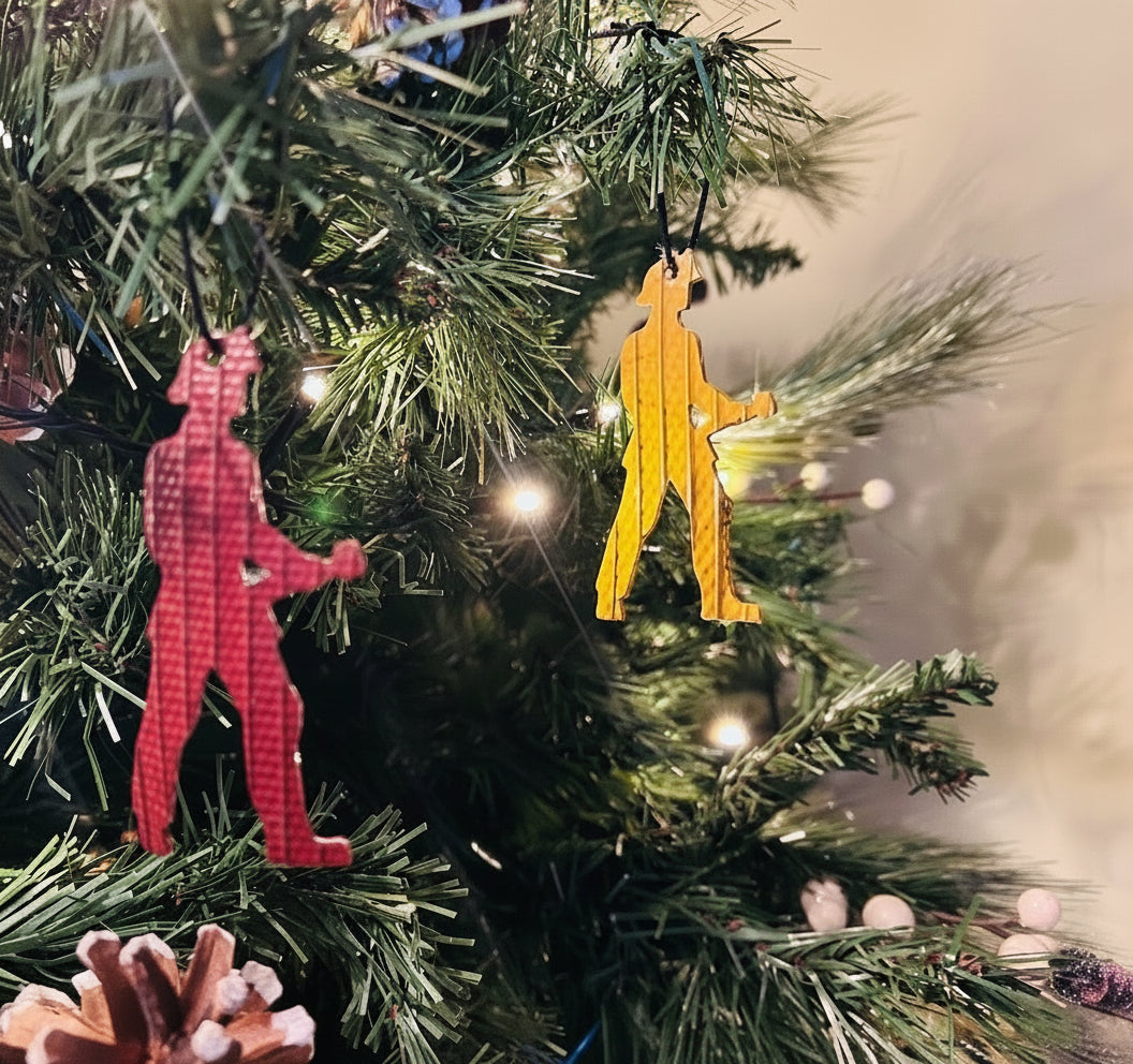 X2 Eco-Friendly Christmas Tree Firefighter ornament – Handmade from Recycled Fire Hose- YELLOW & RED