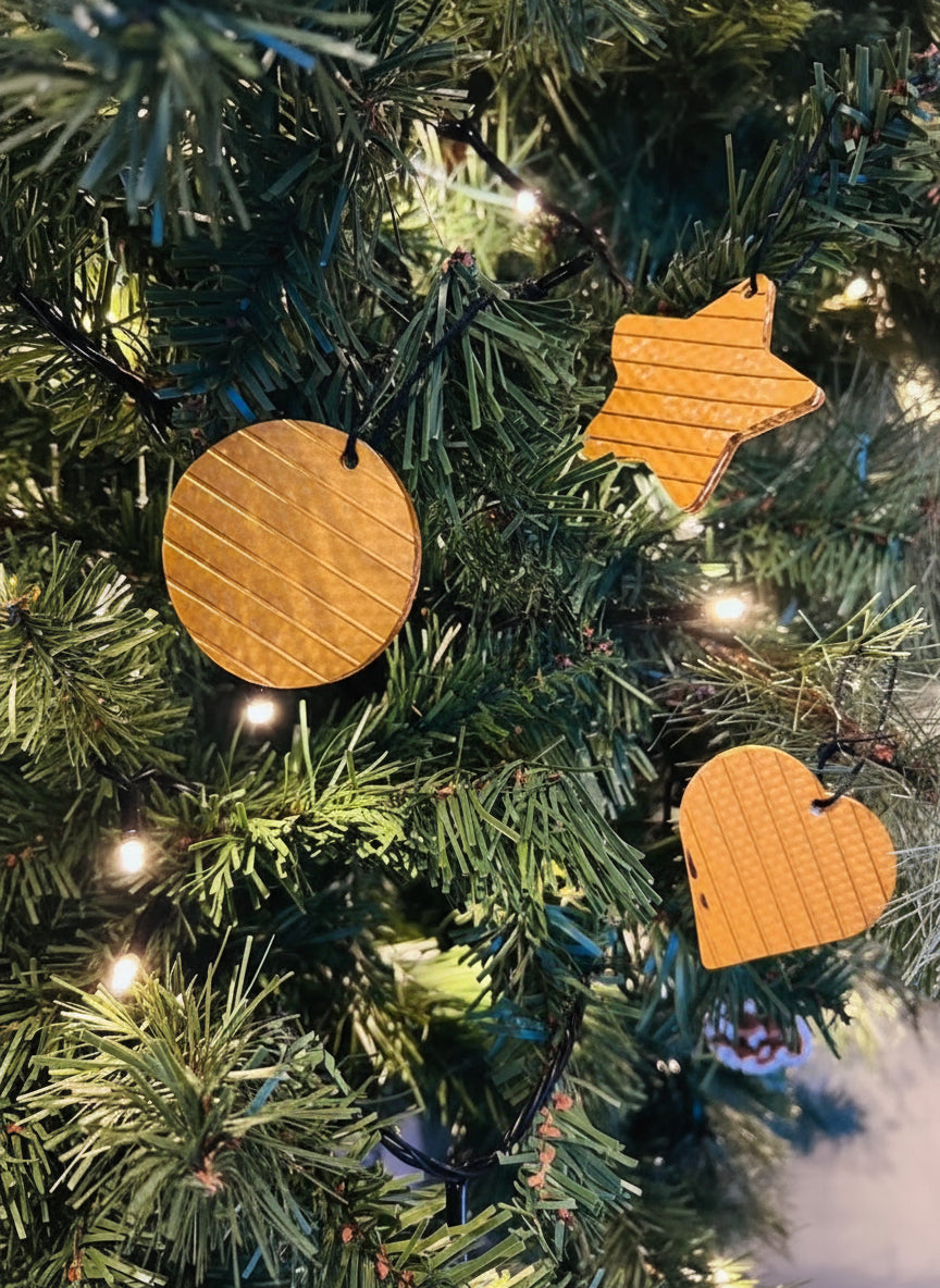 From Fire to Festive – 3 Upcycled Fire Hose Christmas Ornaments - yellow