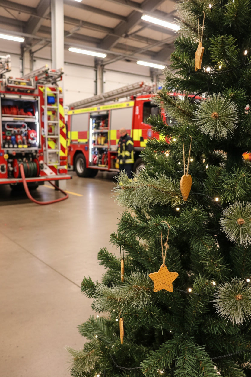 From Fire to Festive – 3 Upcycled Fire Hose Christmas Ornaments - yellow