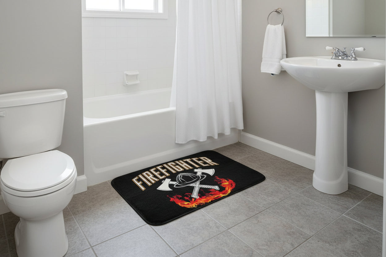 A Firefighter-Themed Black Mat