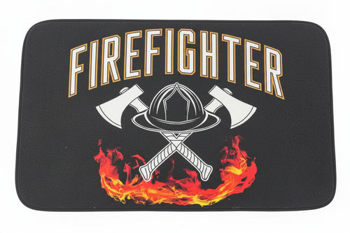 A Firefighter-Themed Black Mat