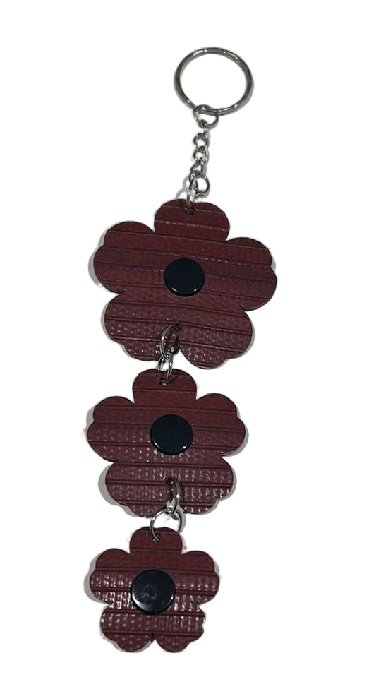 Reclaimed Fire Hose Bag Charm – Handmade Floral Accent