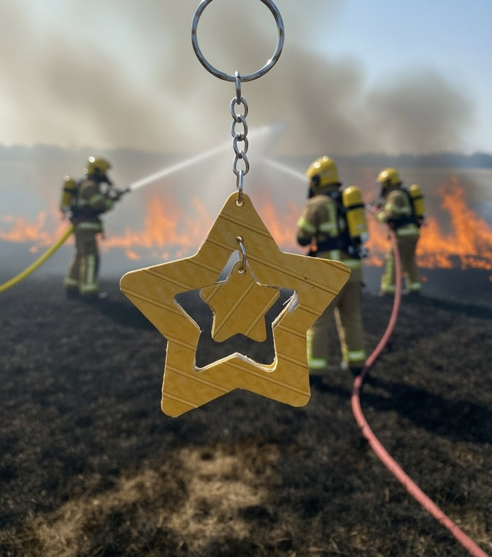 Eco-Friendly Keyring - Star Keychain - Crafted from Decommissioned Fire Hose