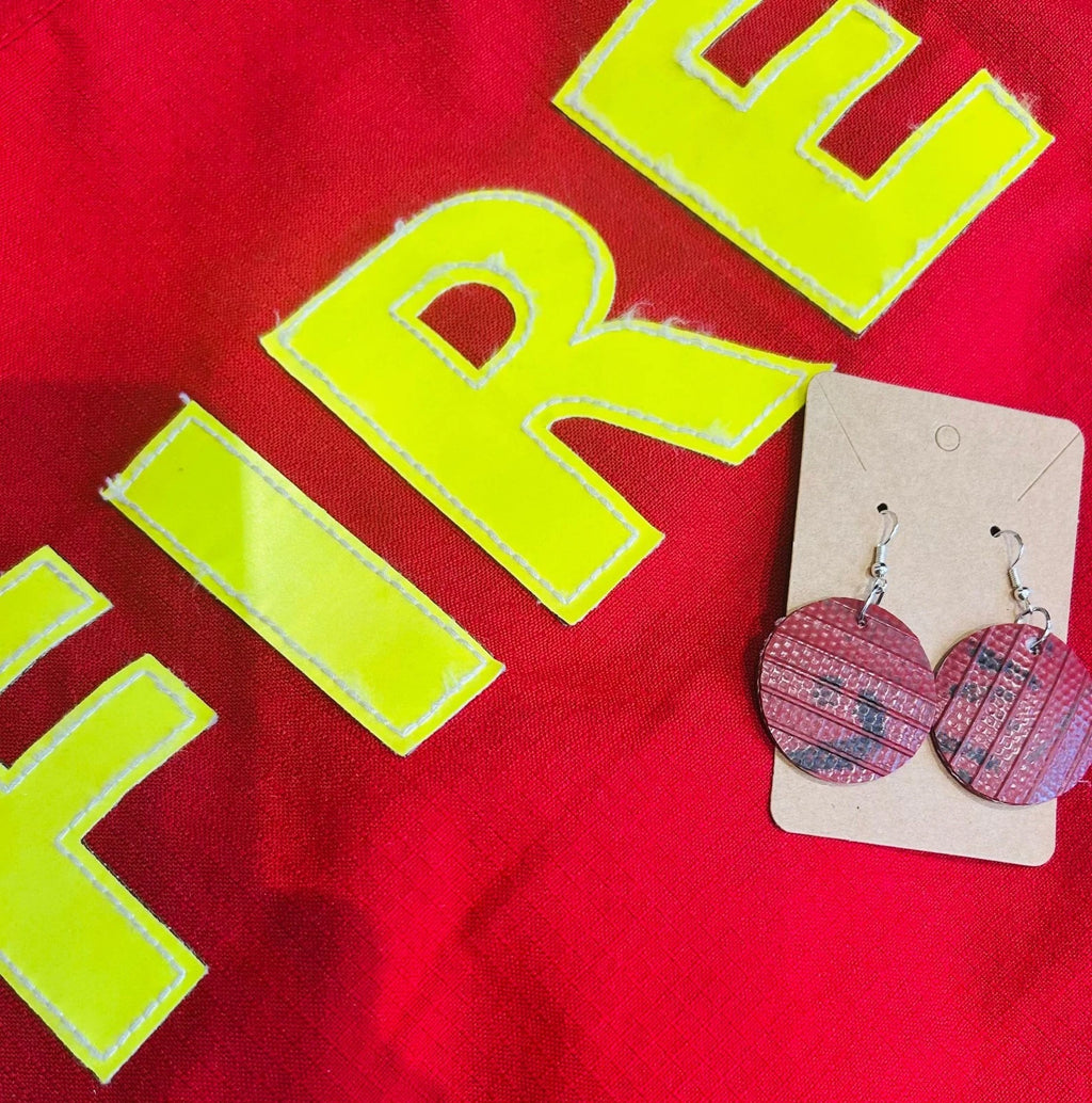 From Fire to Fashion – Handmade Round Earrings from Decommissioned Fire Hose