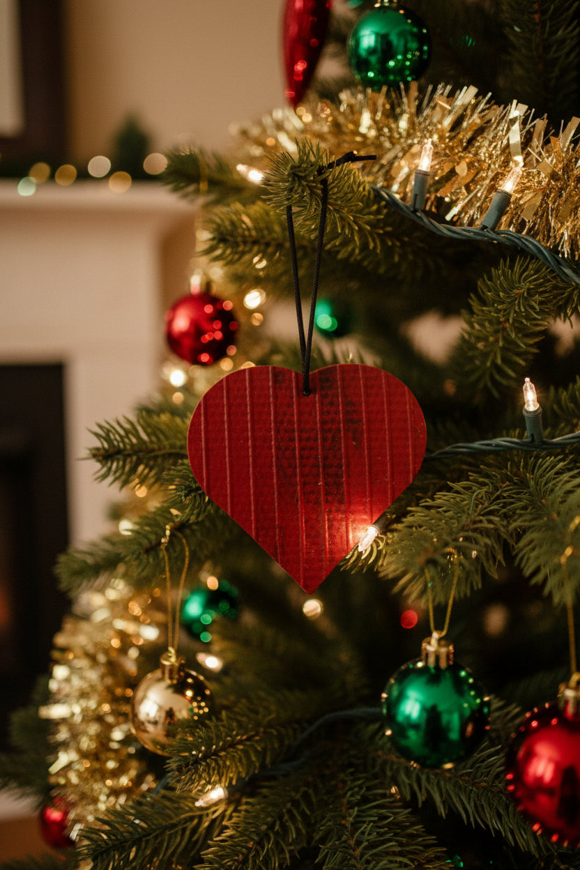 Rescued & Recycled – Unique Fire Hose Heart Christmas Tree Ornament