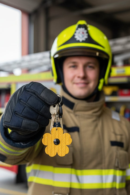 Ex-Fire Hose Yellow Flower Key Chain