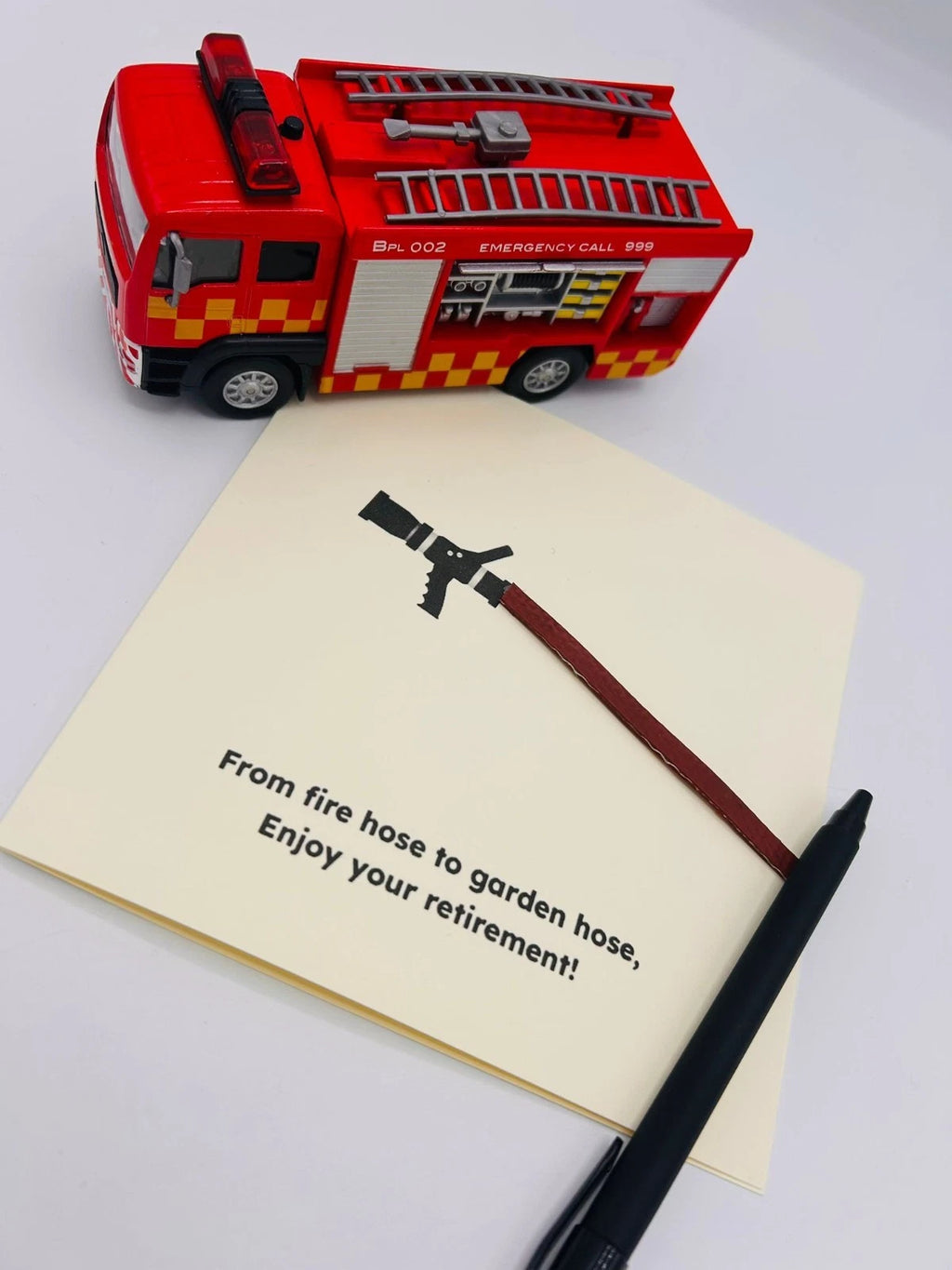 From Fire to Freedom – Eco-Friendly Firefighter Retirement Card Crafted from Decommissioned Fire Hose
