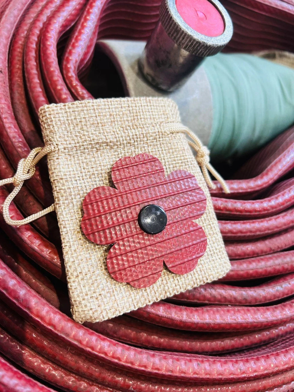 Handmade Flower Brooch Jewellery from Recycled Fire Hose