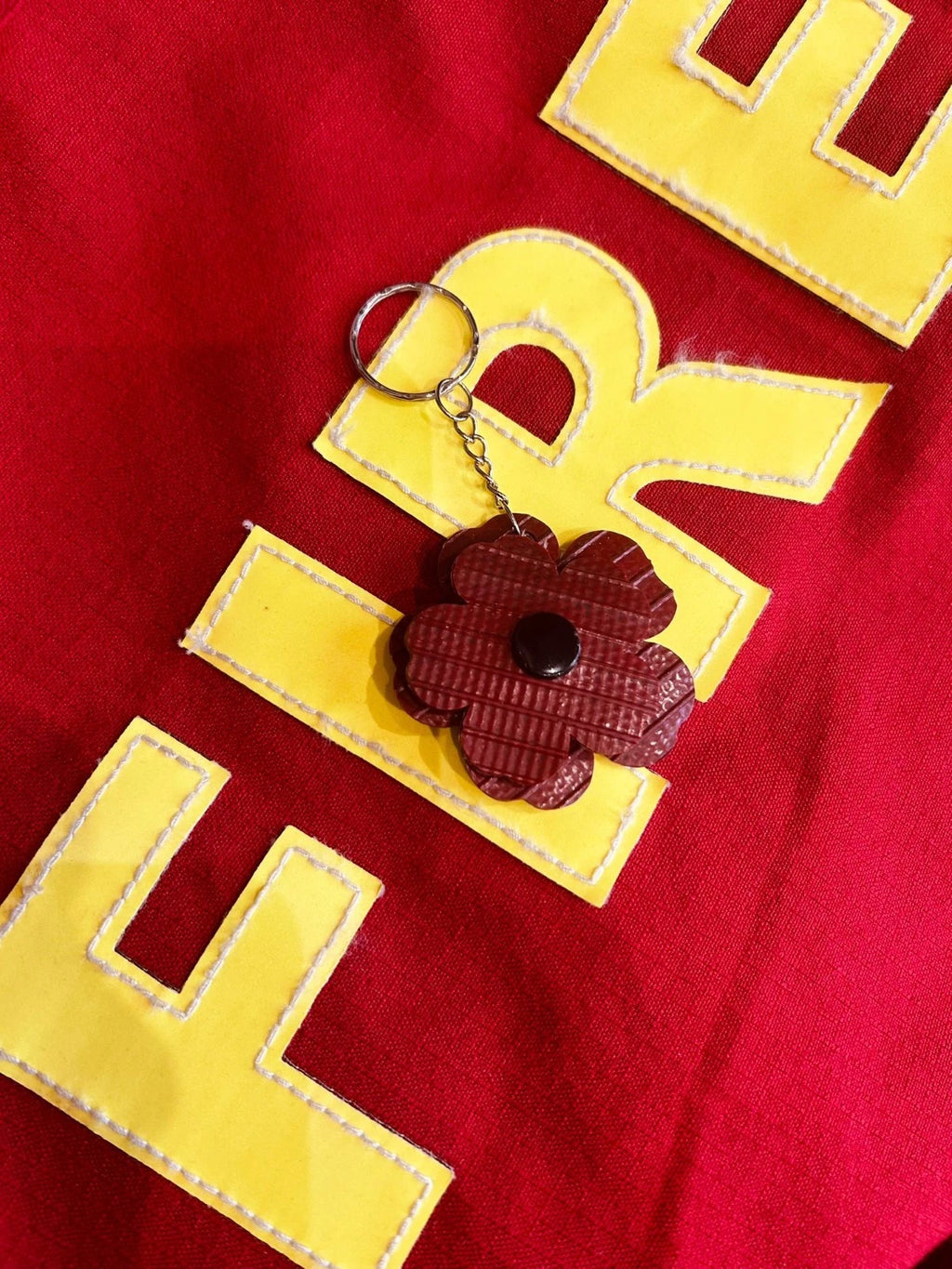 Hose to Bloom – Handmade Flower Keyring from Upcycled Fire Hose
