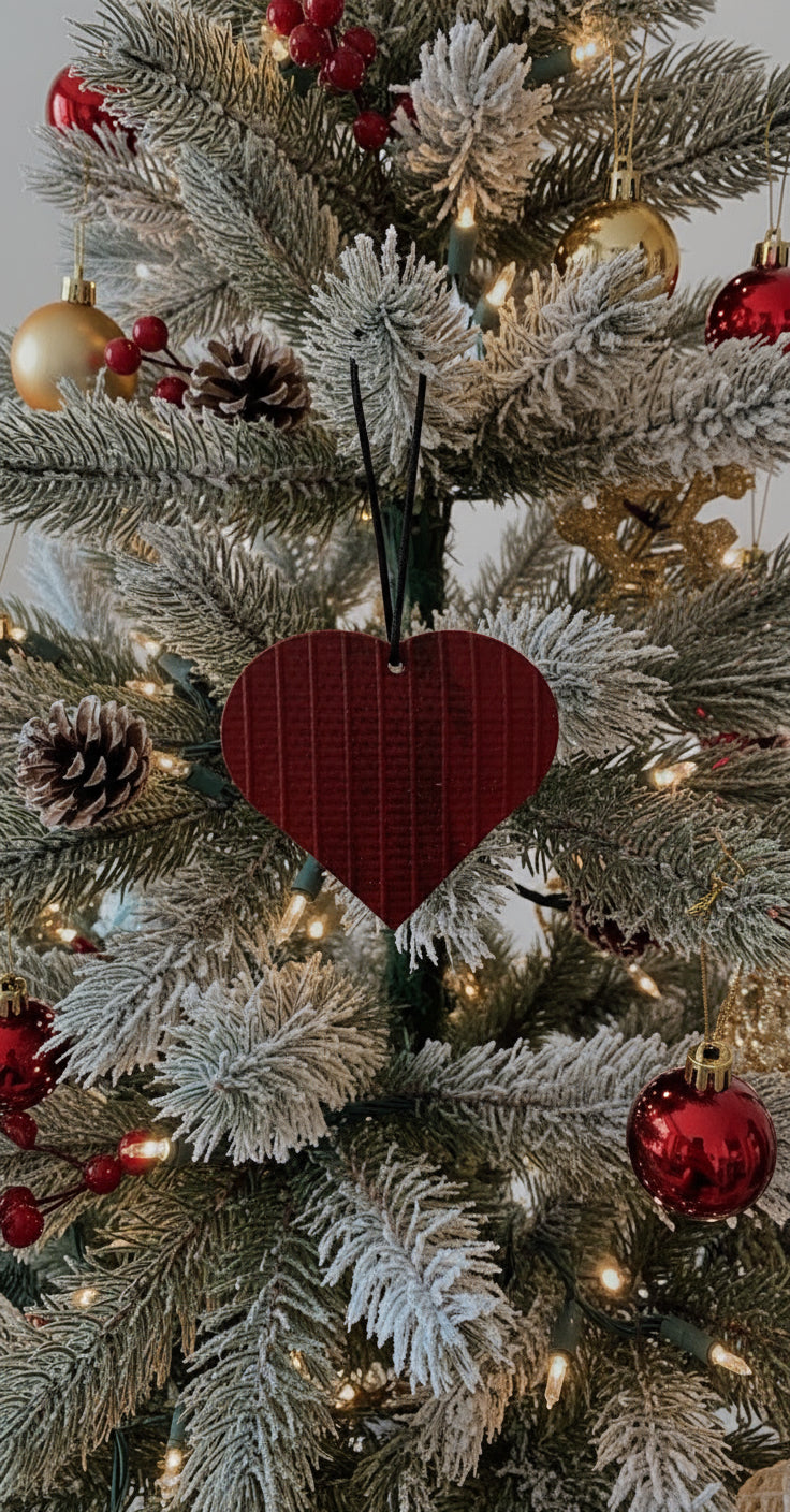 Rescued & Recycled – Unique Fire Hose Heart Christmas Tree Ornament