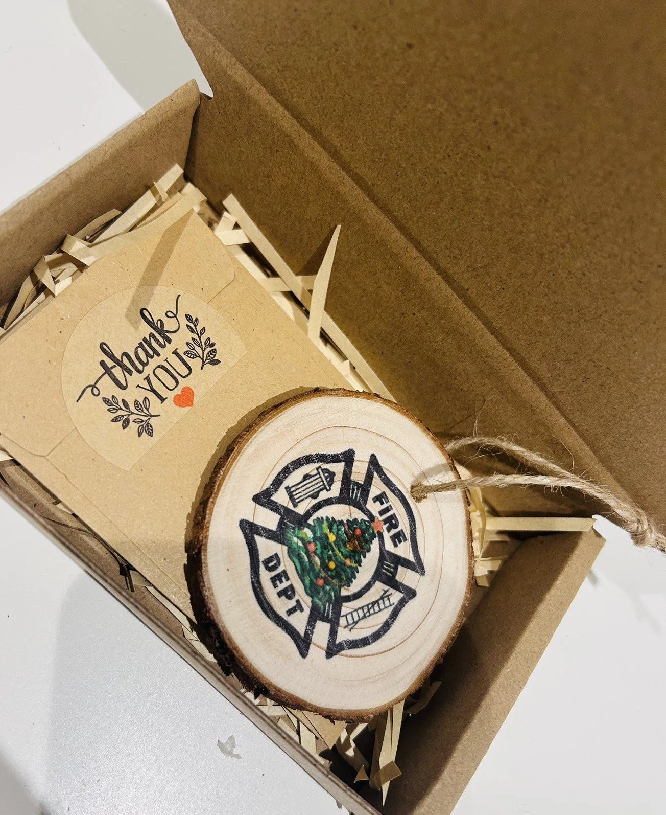 Upcycled wooden Christmas Log - Christmas Decoration - Fire Dept