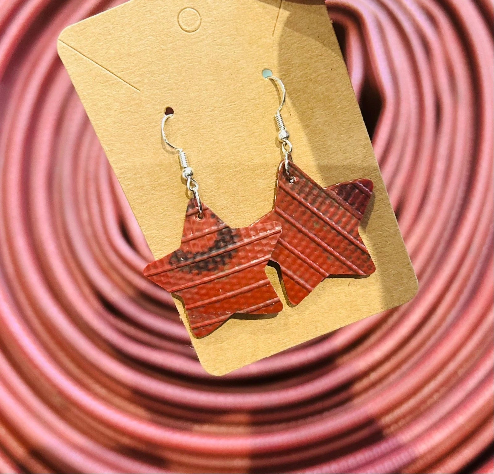 Rescued & Recycled – Unique Fire Hose Star Earrings