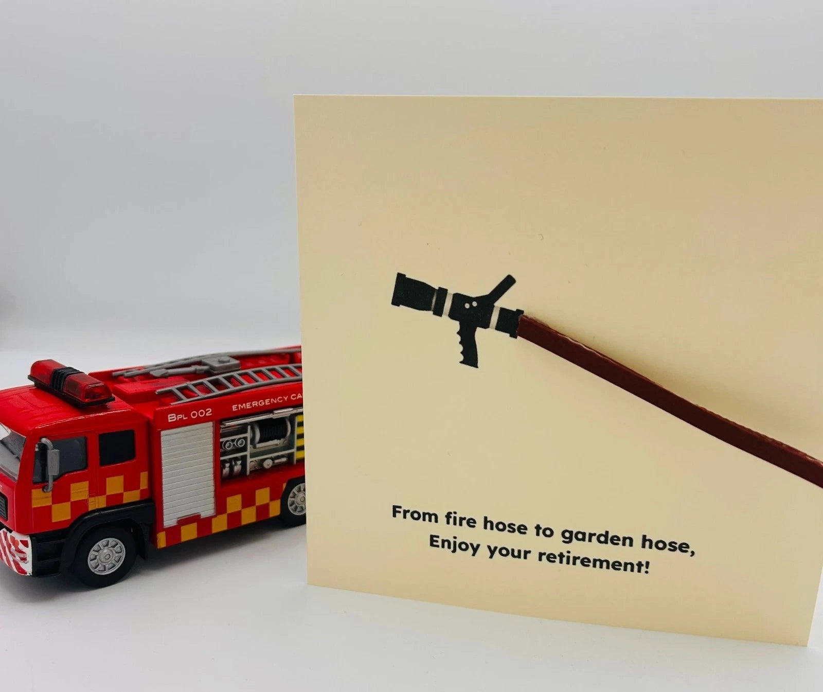 From Fire to Freedom – Eco-Friendly Firefighter Retirement Card Crafted from Decommissioned Fire Hose