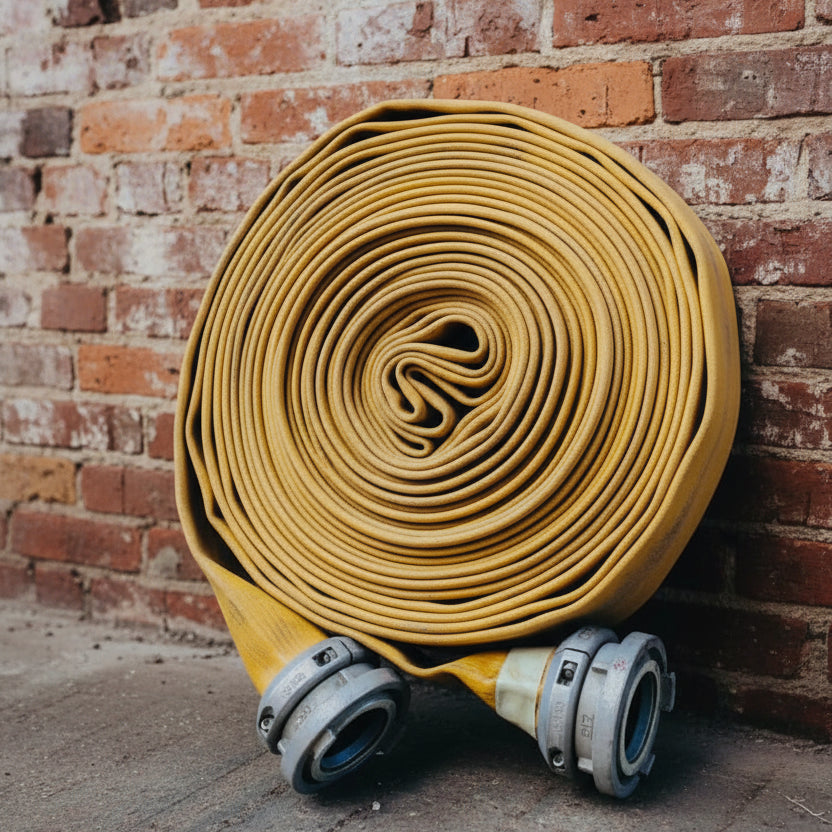 Handmade Yellow Ex-Fire Hose Bunting