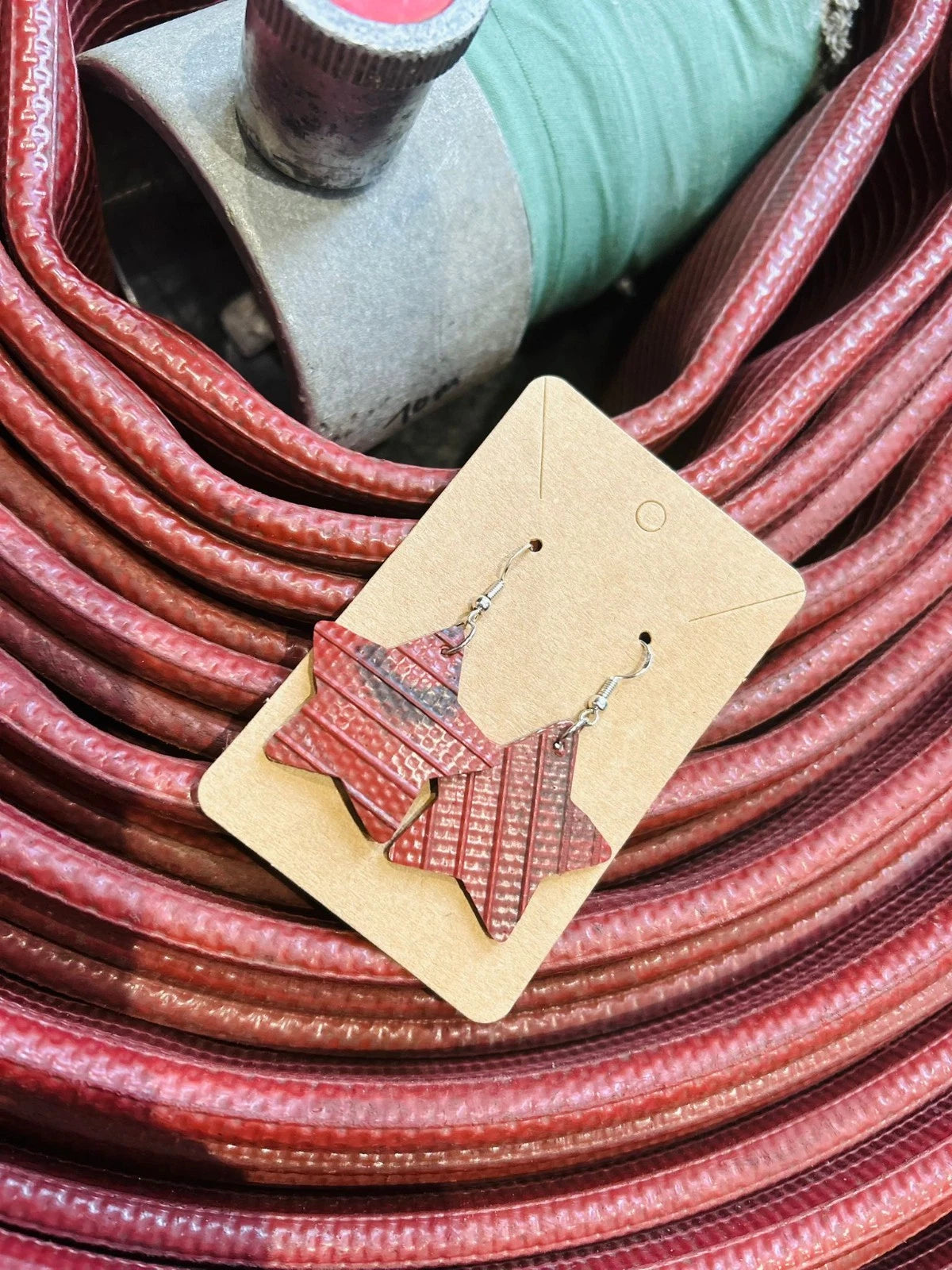 Rescued & Recycled – Unique Fire Hose Star Earrings