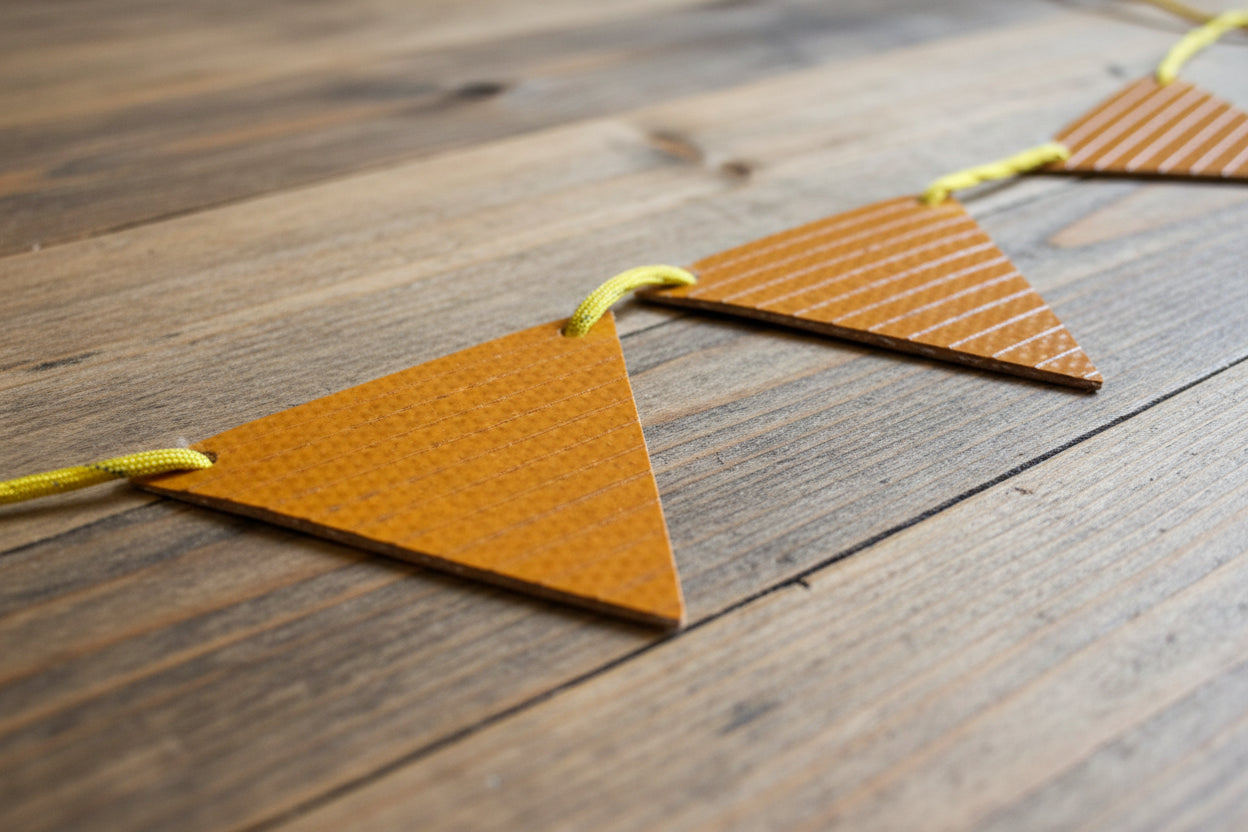 Handmade Yellow Ex-Fire Hose Bunting