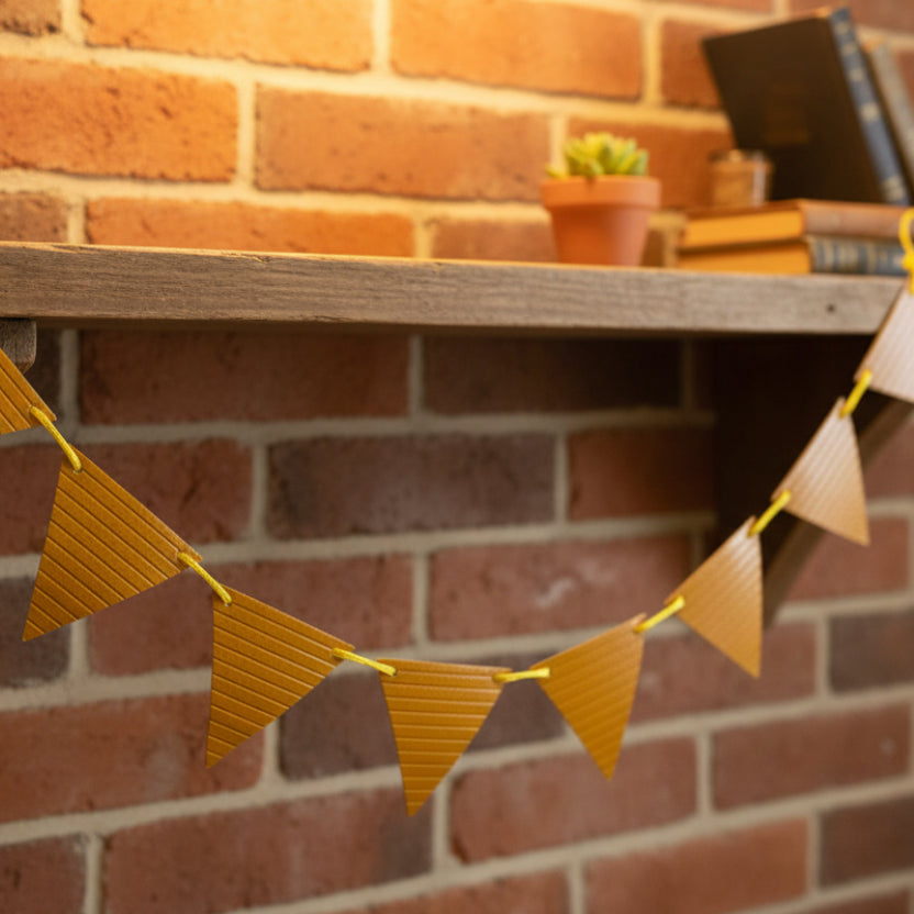 Handmade Yellow Ex-Fire Hose Bunting