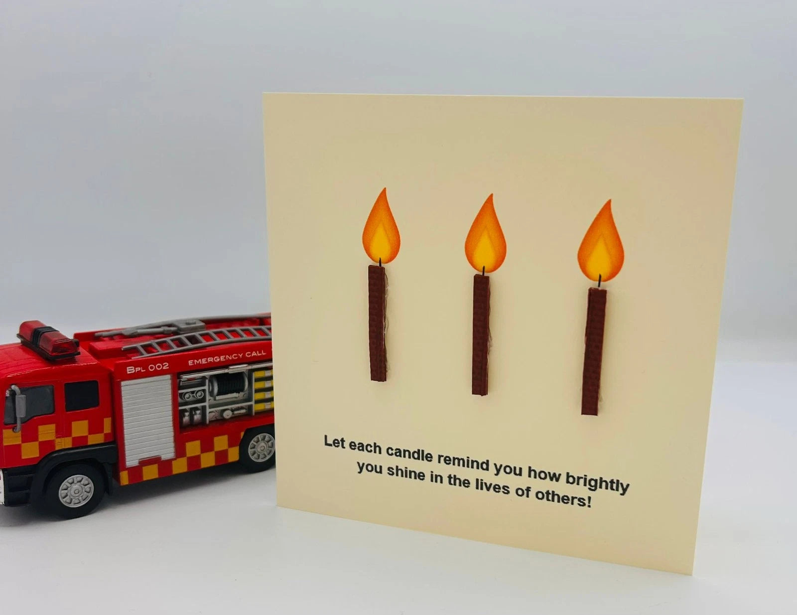 Heroes Deserve Thanks – Playful Firefighter Greeting Card Made from Ex-Fire Hose